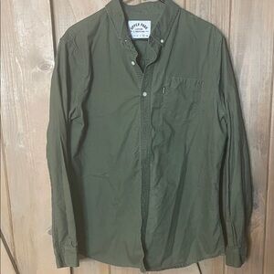Upper Park Clothing and Provisions Olive Green Button-Up Shirt heavy